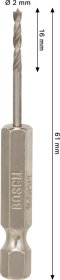 Grąžtas medienai BOSCH PRO, šešiakampiu tvirtinimu, 2 mm x 62 mm