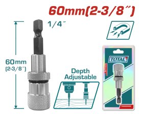 Atsuktuvų antgalių laikiklis TOTAL, su gylio ribotuvu, 1/4", 60 mm, TAC464601