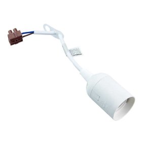 Lempos lizdas DPM, E27, 250 V, 4 A, 2x0,75 mm², remonto darbams, laido ilgis 15 cm, su kontaktine kaladėle, baltos sp.