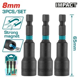 Sukimo galvutė TOTAL, magnetinė, CR-V(50BV30), 8 mm, ilgis 65 mm, 3 vnt TAC270831
