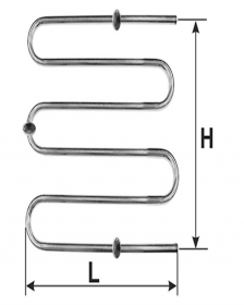 Rankšluosčių džiovintuvas-gyvatukas WELLMER, d25, F1/2'', 630 x 480 mm, 3 bangų, 3 met. laikliai, 316 plienas, 15097M