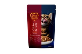 Konservuotas kačių ėdalas LOVELY HUNTER, visų veislių suaugusių kačių šlapias pašaras su vištiena ir tunu, 300 g