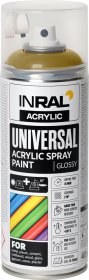 Aerozoliniai dažai INRAL ACRYLIC UNIVERSAL, 400 ml, perlo auksinė, blizgi, RAL1036