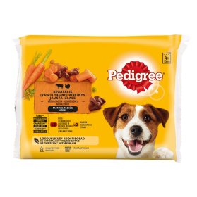 Šunų ėdalas PEDIGREE, su jautienos ir ėrienos mišiniu, su kalakutiena, konservuotas, 4x100g
