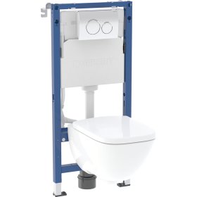 Klozeto komplektas GEBERIT LIGHT, komplekte rėmas 112 cm, DELTA potinkinis bakelis 12 cm, DELTA20 vandens nuleidimo mygtukas, chromo psl., pakabinamas klozetas, be nuplobimo lanko, 118.355.21.2
