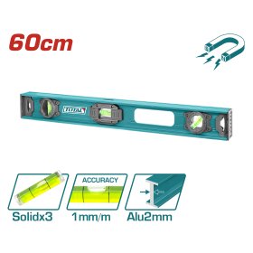 Gulsčiukas TOTAL, magnetinis, 3 akutės, aliumininis korpusas, storis 2 mm, 60 cm, TMT26026