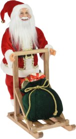 Dekoracija - figūrėlė Kalėdų Senelis su rogėmis, 45 cm