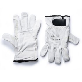 Pirštinės HERVIN, 11(XXL) dydis, su kevlaro siūlais, natūralios karvės odos, balta spalva, CE, BOOMERANG