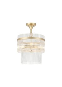 Pakabinamas šviestuvas SEARCHLIGHT Lara, E14, 3 x 60W, 230V, auksinis metalas su skaidriais stikliniais strypais, 350 x 350 x 500 mm, 11300-3GO
