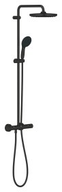 Dušo komplektas GROHE VITALIO START 250, su termostatiniu maišytuvu, 250mm lietaus galva ir 2-jų srovių 110mm dušeliu, juodos matinės spalvos,  26696001