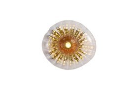 Pakabinamas šviestuvas SEARCHLIGHT Sunbeam, G9, 1 x 7W, 230V, skaidrus ir gintarinis raukšlėtas stiklas, 135 x 135 x 127 mm, 24122-1BK