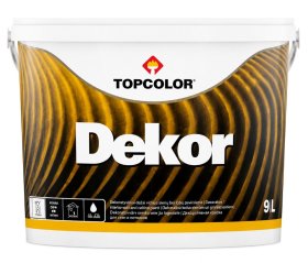 Dekoratyviniai dažai TOPCOLOR Dekor, 9 l, balti, matiniai, atsparūs plovimui ir atmosferos poveikiui