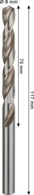 Grąžtas metalui BOSCH HSS-G, DIN 338, 8 × 75 × 117 mm