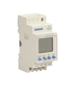 Laikmatis ant DIN bėgelio ORNO Or-Pre-433, skaitmeninis, 52 programų, dienos/savaitės/pulso ciklas, automatinis vasaros/žiemos laiko įjungimas, LCD ekranas