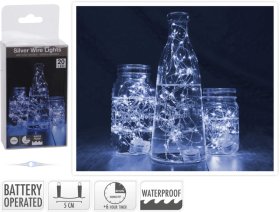 Vandeniui atspari LED girlianda, 20 LED lempučių, šaltai baltos sp., ilgis 1 m