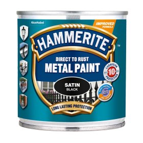 Antikoroziniai dažai HAMMERITE Satin Finish, 250 ml, juodos sp.