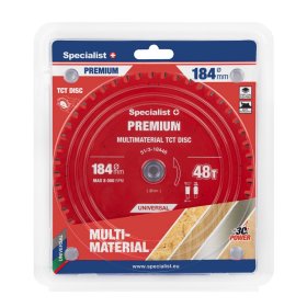 Medienos pjovimo diskas SPECIALIST+ Premium Multimaterial, akumuliatoriniams pjūklams, 184x20/16 mm, 48 dantys