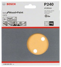 Šlifavimo lapeliai BOSCH C470, D=150 mm, K240, 5 vnt.