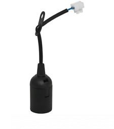 Lempos lizdas INTERTEC 45601, E27, plastikinis, remonto darbams, su laidu ir kontaktine kaladėle, juodos sp., 03186S