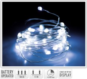 LED girlianda, 66 LED lempučių, šaltai baltos sp., ilgis 1,2 m
