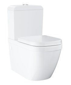 Klozetas GROHE Euro Ceramic, pastatomas, dvigubas nuleidimas 3/6 l, be nuplovimo lanko, įvadas iš apačios, su lėtai nusileidžiančiu dangčiu, 39462000