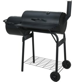 Kepsninė - rūkykla BBQ, 79 x 61cm, su termometru ir rateliais, juoda