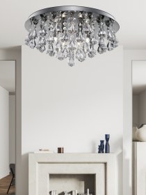 Lubinis šviestuvas SEARCHLIGHT Hanna, 8LT, G9, 9x33W, AXPxG 21x55x55 cm, chromuotas metalas ir skaidrūs kristalai, 3308-8CC