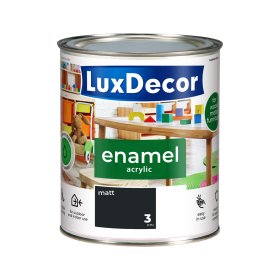Universali akrilinė emalė LUXDECOR, 0,75 l, (03) absoliutaus juodumo spalvos, matinis, vandens pagrindu