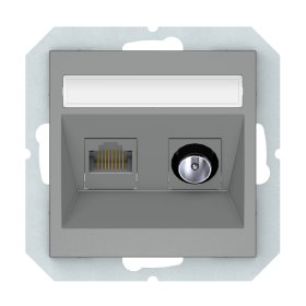 Kompiuterio lizdas + antenos lizdas VILMA QR1000, įleidžiamas, be rėmelio, pilka matinė sp., TVL/KLRJ45-16e2-02