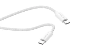 Įkrovimo laidas MUSTHAVZ, USB-C į USB-C pintas laidas, 2 m, 100W, baltos sp., MHBRCABUSBCLW