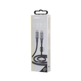 Įkrovimo laidas MUSTHAVZ, USB-C 2.0 į USB-C nailoninis laidas, 1 m, MHCABUSBCUSBC