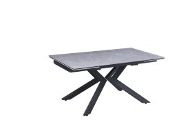 Valgomojo stalas su prailginimu, metalinis su keraminiu stalviršiu, pilkos/juodos sp., 160-240 x 90 x 77 cm, TJG-17