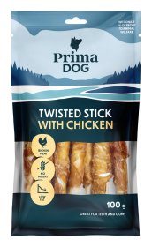 Skanėstas šunims PRIMADOG, vištienos ir apdorotos odos lazdelė, 13 cm, 11 vnt, 100g