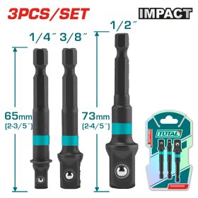 Perėjimai galvutėms TOTAL, 1/4", 3/8", 1/2", 3 vnt., TAC273651