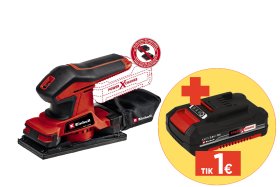 Akumuliatorinis vibracinis šlifuoklis EINHELL TC-OS 18/187 Li Solo, 18 V, naudojamo švirtinio popieriaus lapeliai 94x187 mm, be akumuliatorių ir kroviklio