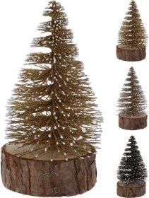 Blizgi kalėdinė eglutė, 14 cm, pastatoma, 3 skirtingų rudų atspalvių