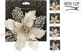 Kalėdinė dekoracija Gėlės, su segtukais, skirtingų sp. ir dizainų, skersmuo 16 cm