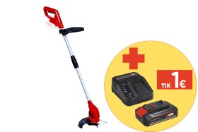 Akumuliatorinė žoliapjovė EINHELL GC-CT 18/24 Li-Solo, 18 V, pjovimo plotis (plastikinis peilis) 24 cm, svoris 1,27 kg, teleskopinis kotas, kilpinė rankena, be akumuliatoriaus ir pakrovėjo