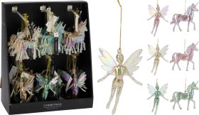 Eglutės žaisliukas Fėja ir Vienaragis, žėrinti su blizgučiais, 2 skirtingi dizainai