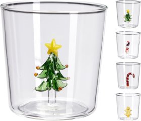 Stiklinė, 300 ml, 8,7 cm, su kalėdine dekoracija viduje