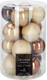 Eglutės žaisliukų rinkinys, 16 vnt., stiklas, įvairių rudų atspalvių, skersmuo 8 cm