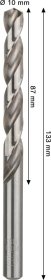 Grąžtas metalui BOSCH HSS-G, DIN 338 10 x 87 x 133 mm