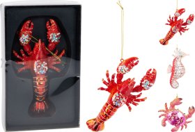 Eglutės žaisliukas Jūros Gyvūnas, stiklas, 3 skirtingi dizainai, įvairių spalvų ir dydžių