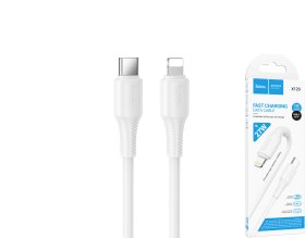 Įkrovimo laidas HOCO 120, Type C - Lightning, palaikomas įkrovimas iki 27W, laido ilgis 1m, baltos sp.