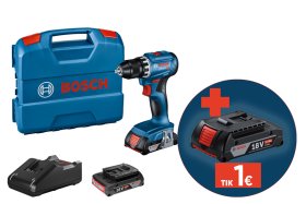 Akumuliatorinis gręžtuvas BOSCH Professional GSR 18V-45, 2x2.0 Ah, maks. sukimo momentas 45 Nm, lagamine