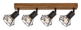 Kryptinis šviestuvas RABALUX Zeus, E14, 4 x 40W, 230V, IP20, metalas su medžiu, matinės juodos / ąžuolo sp., 665 x 150 x 150 mm, 3140