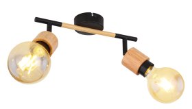 Kryptinis šviestuvas GLOBO Jorna, E27, 2 x 40W, 230V, metalinis, su medžiu, matinės juodos sp., 80 x 163 x 300 mm, 54031-2