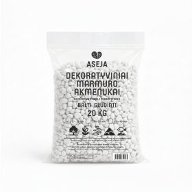 Dekoratyviniai marmuro akmenukai ASEJA, balti, gludinti, 5-10 mm, 20 kg