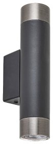 Sieninis šviestuvas RABALUX Zircon, GU10, 2 x 5W, 230V, IP20, metalinis, matinės juodos / metalo sp., 90 x 235 x 90 mm, 5073