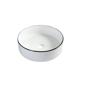 Praustuvas SEPIO Ronda 04A, 400 x 400 x 120 mm, pastatomas, keramika, baltas/juoda juosta